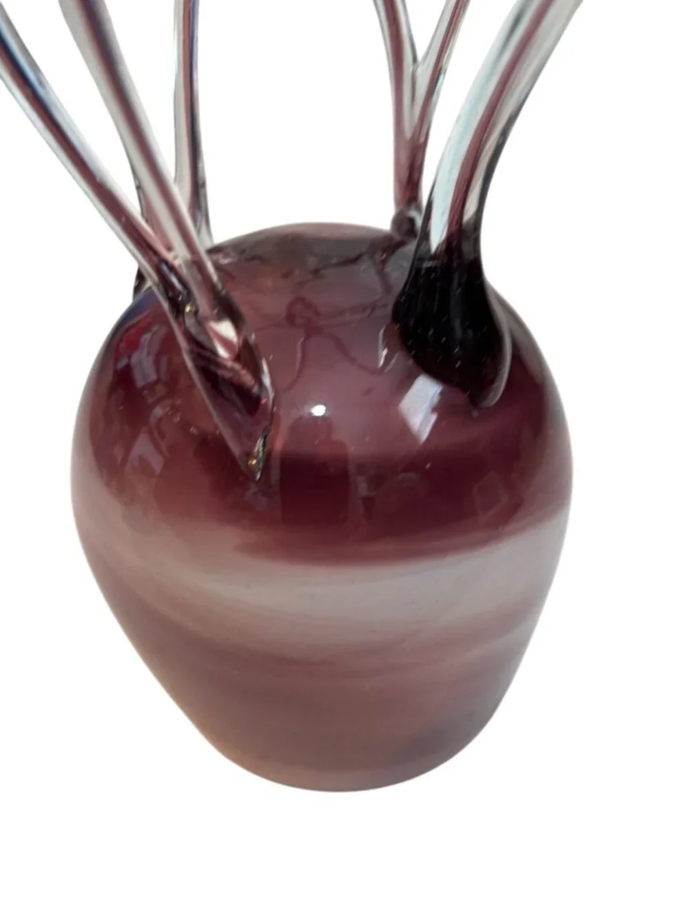 Hand-blown art glass pedestal bowl/vase, Jozefina Kronsno Jellyfish design, 1970